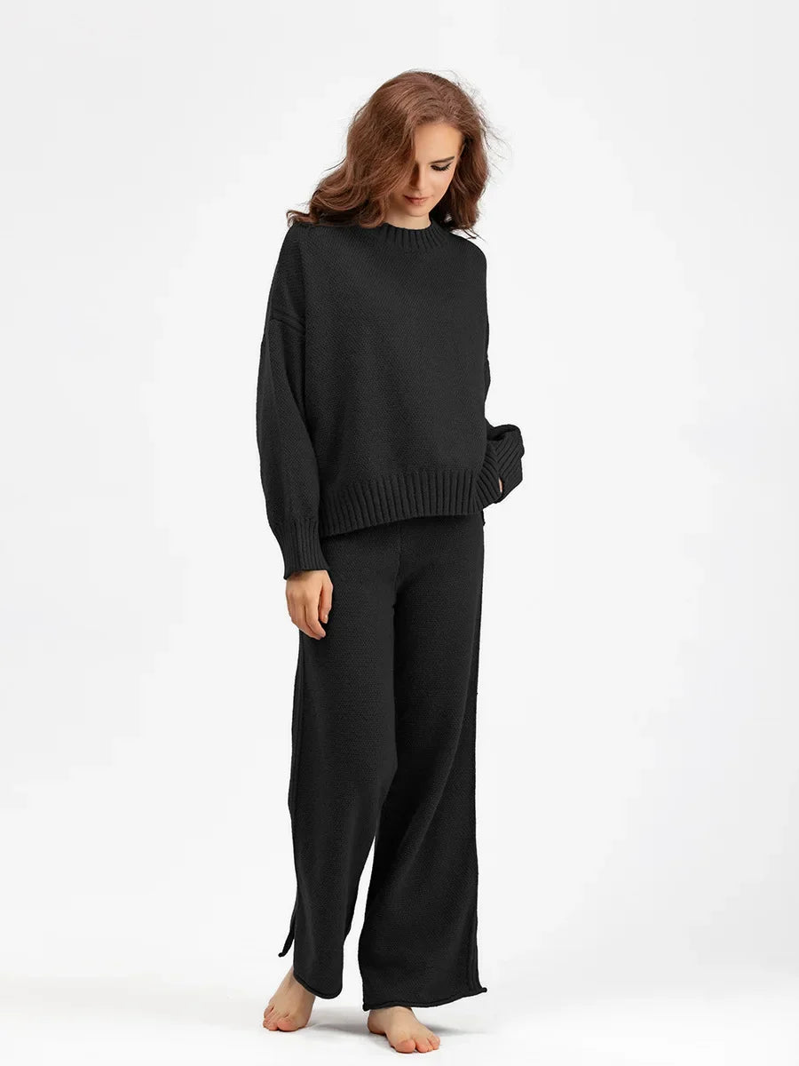 Stay Warm in Style with this Autumn Winter Women's Yoga Set Loose Sweater and Long Trousers for a Comfortable Home Outfit - Aurex