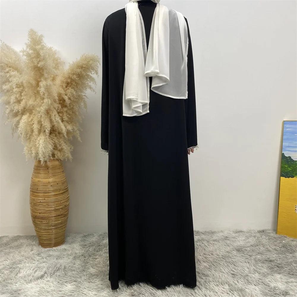 New fashion Muslim women sleeveless dress plus Muslim cardigan two-piece Arab Turkey Dubai dress elegant temperament clothing - Aurex