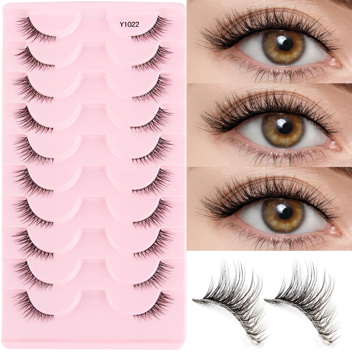 Half Eyelashes False Lashes 10-5 Pairs Cat Eye Eyelashes Eyelash Extension 3D Mink Half Lash Natural Makeup faux Cils maquiagem