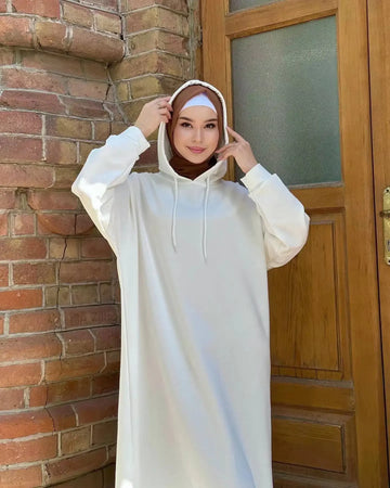 15 Colors Sports Hooded Abaya Dubai Luxury Muslim Dress Plain Abayas for Women Casual Wear Sweatshirt Islamic Clothing Kaftan