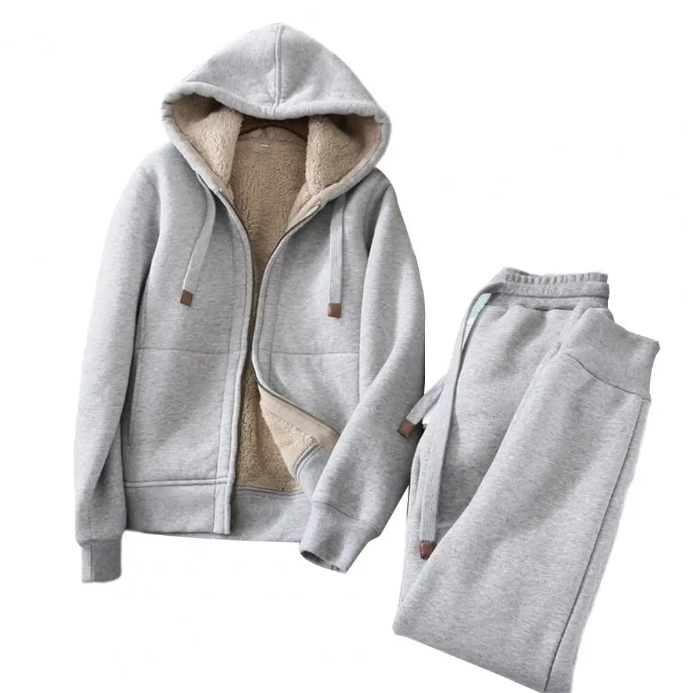 1 Set Cozy Hoodie Set Sports Outfit Sweatshirt Pants Drawstring Women Hoodie Jogger Pants Two-piece Set  Streetwear - Aurex