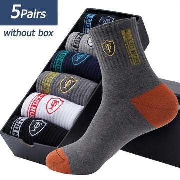 1 or 5 PairsMen's Sports Socks Summer Casual Sweat Absorbent Comfortable Thin Breathable Middle Tube Basketball Socks