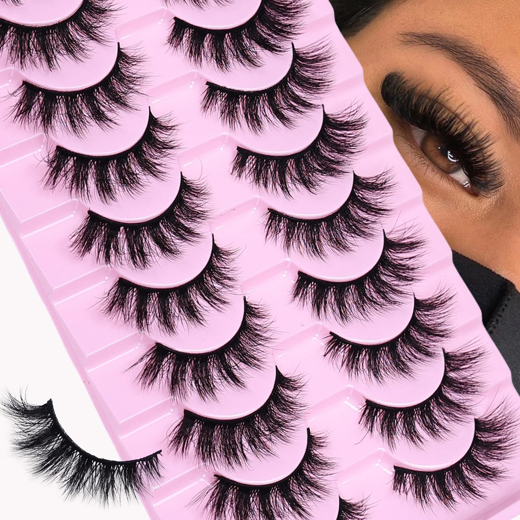 10 Pairs 3D fluffy false eyelashes for dramatic fake eyelashes Messy False Eyelashes Fluffy Thick Lashes