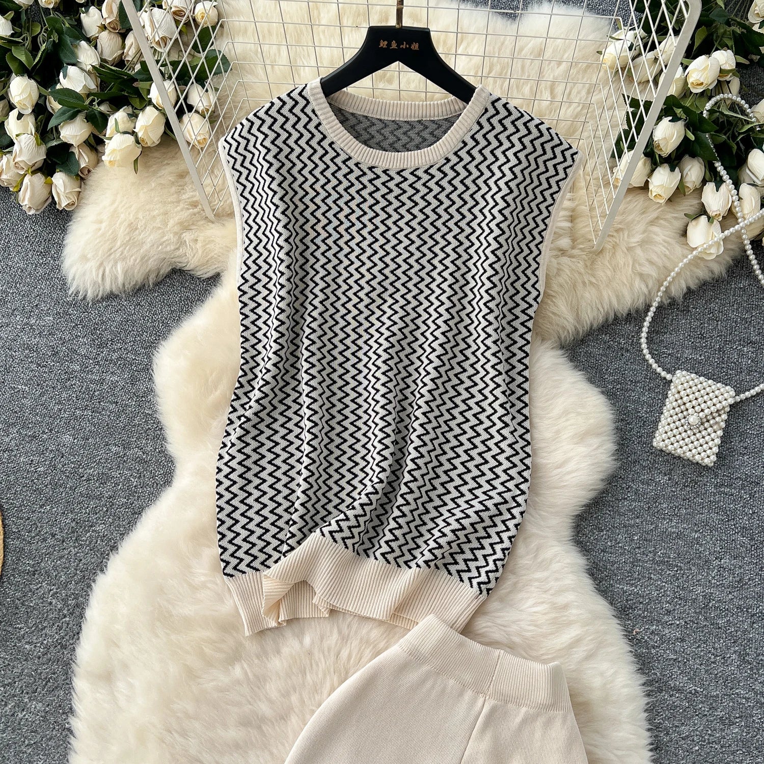 SINGREINY Korean Fashion Summer Sets O Neck Sleeveless Stripe Knitting Tops+Elastic Waist Basic Long Pants Casual Female Suits - Aurex