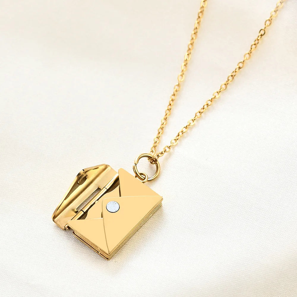 Love Letter Envelope Pendant Necklace Romantic Stainless Steel Jewelry Confession Love You For Valentine Day Gifts Wholesale