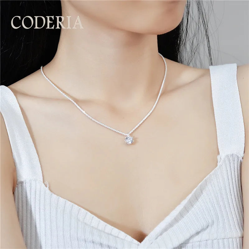 Best Selling S925 Silver Moissanite Necklace Thick Chain Women Birthday Gift 1-2CT Diamond Necklace Exquisite Party Jewelry