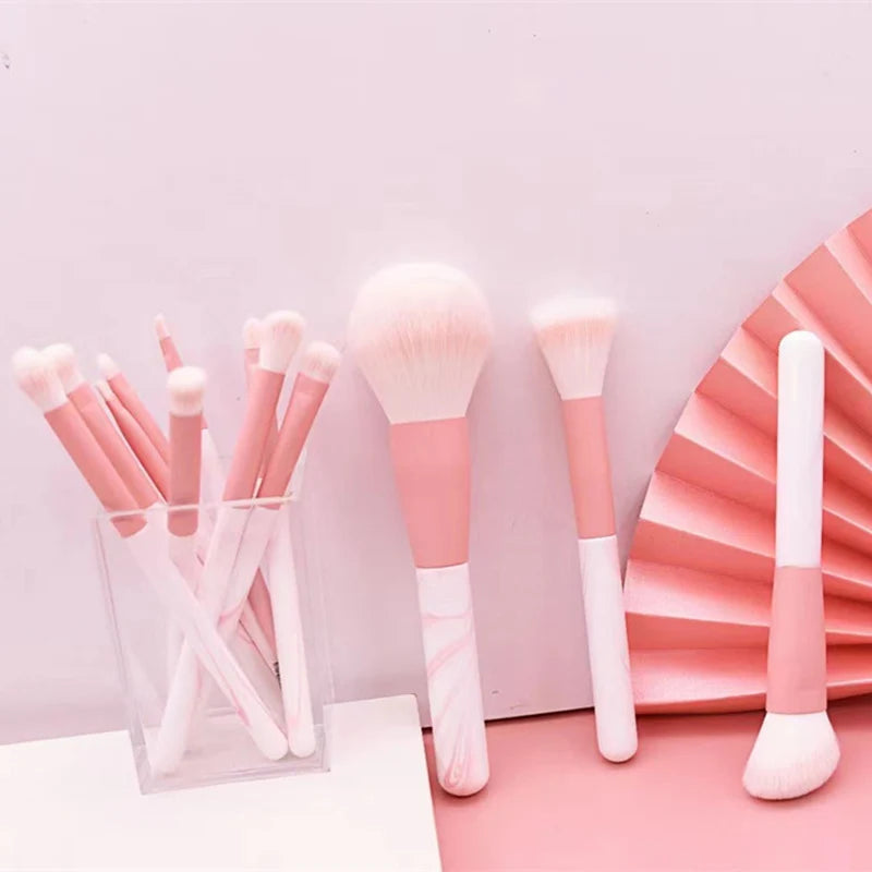 12pcs Makeup Brushes Set Portable Foundation Powder Blending Blush Concealer Synthetic Fiber Bristle Brush Blending Makeup Brush