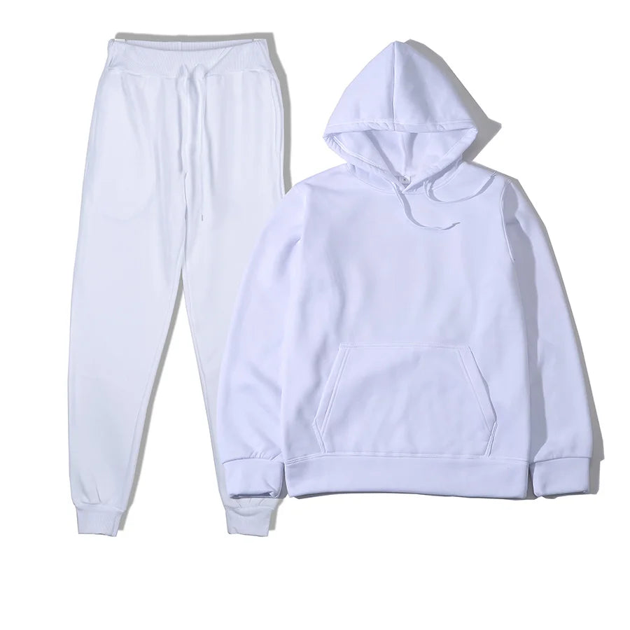 Basic Men/Women 2Pcs/Sets Sweatshirt Hoodies Pants 2024 Male Gyms Fitness Tops Joggers Sportswear Tracksuits - Aurex