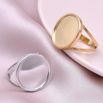 Elliptical Smooth Bright Surface Double Deck Metal Ring Openingadjustable Stainless Steel Couple Retro Wedding Rings Set Gift