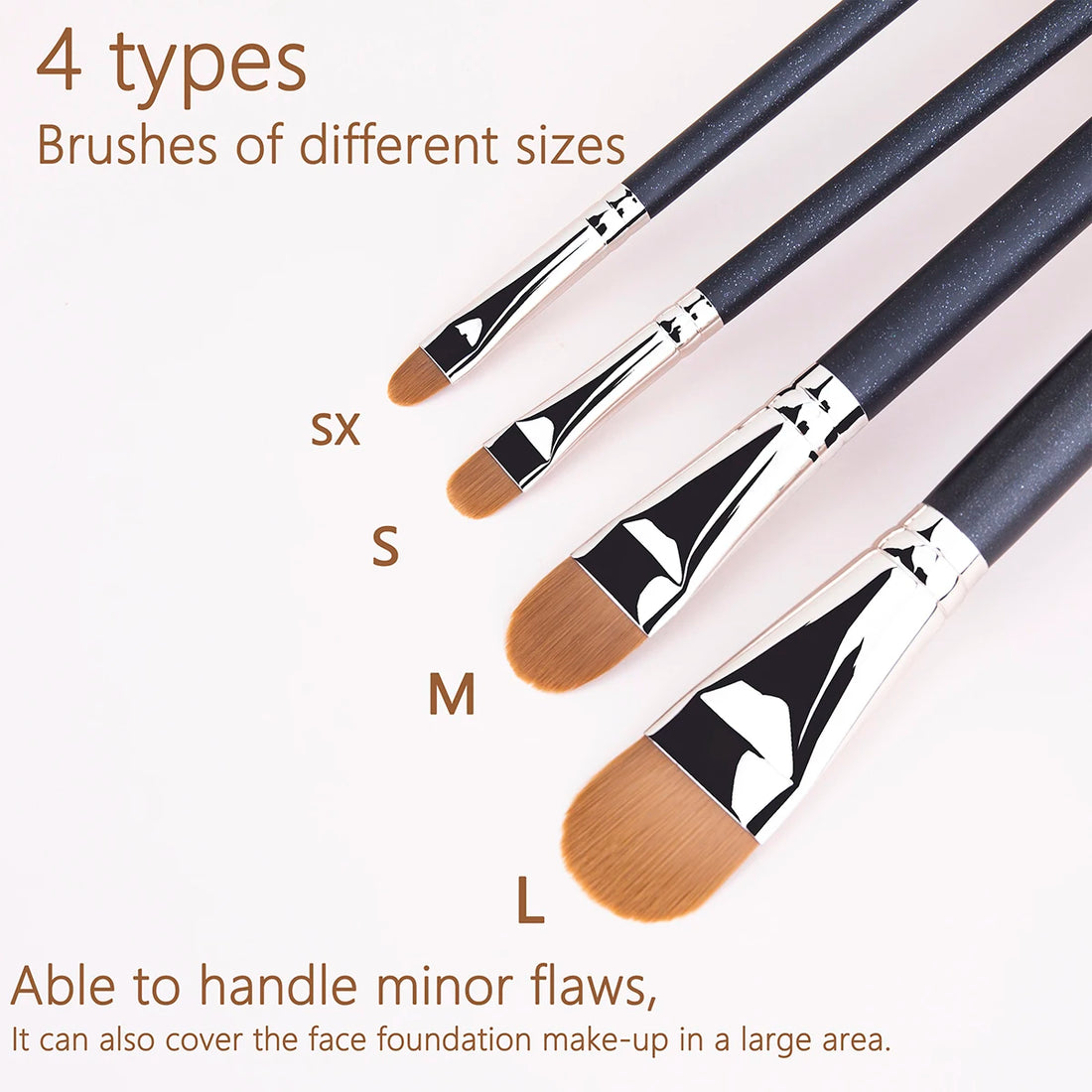 4 Types Sizes Upgraded Ultra-thin Foundation Concealer Makeup Brush Professional Liquid Foundation Cream Concealer Make-up Tool