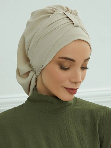 Muslim Instant Turban Pure Color Stretch Inner Hat Hijabs For Caps Ready To Wear Women Head Scarf Under Bonnet