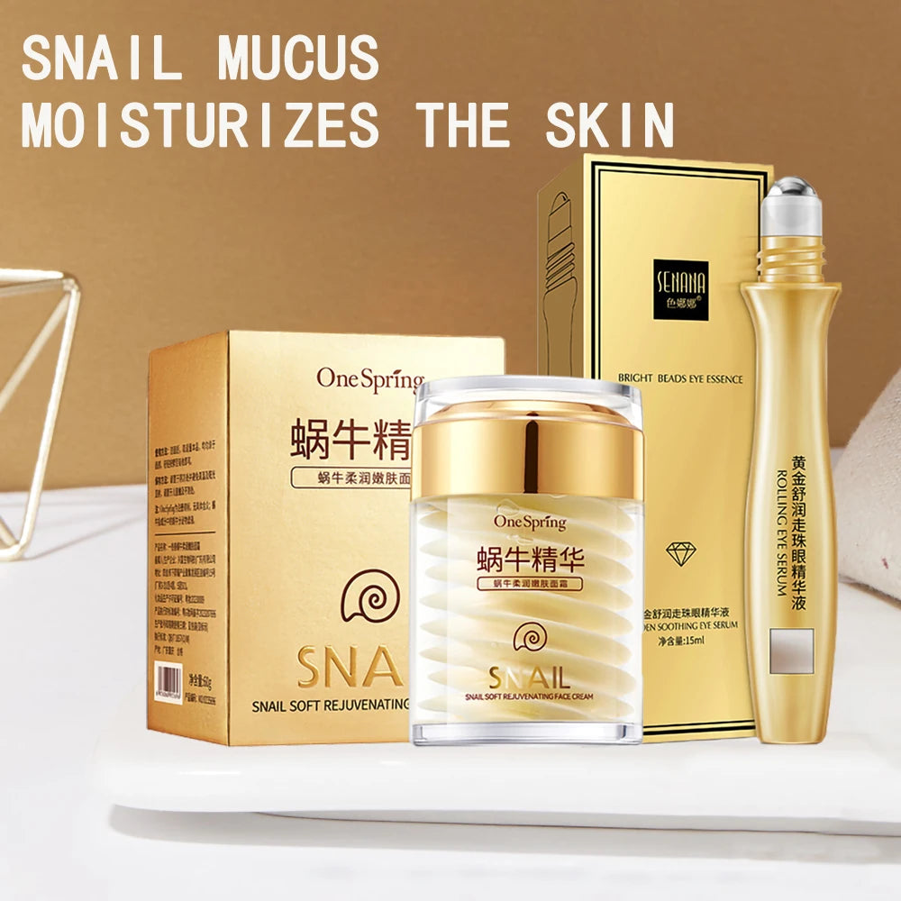 Anti-aging whitening snail cream to remove eye bags collagen skin care set skin care cream to lighten eye circles eye cream