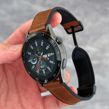 22mm magnetic leather watch strap, compatible with Huawei/Xiaomi/Samsung, Galaxy Watch 3 45/46mm, women's and men's watch straps