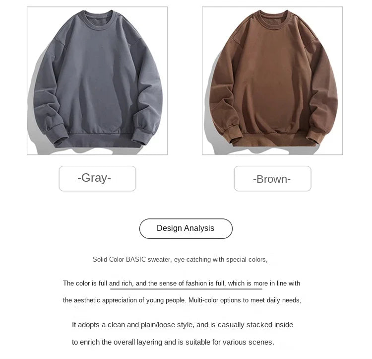 New Autumn Winter Round Neck Pullover Men's Long Sleeve T-shirt Men's - Aurex