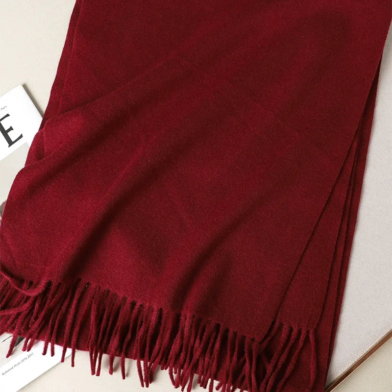 62Color Solid Women Winter Scarf Warm Thicken Cashmere Shawl Outdoor Fashion Luxury Tassels Pashmina Lady Wrap Windproof Scarves