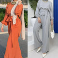 Elegant Full Sleeve Shirts and Wide Leg Pants Set for Women, Urban Tracksuits, Elegant Pant Sets, Turkish Blouse, Arab Fashion - Aurex