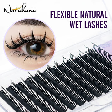 NATUHANA New 0.07mm Wet Eyelash Extension Manga Wispy Cosplay Type Spikes Lashes Extensions Volume Premade Fans Lashes Supplies