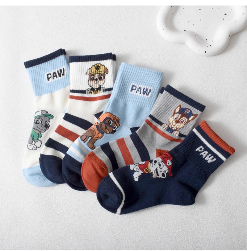 5 Pairs Paw Patrol Kids Socks Cotton Boys Cute Cartoon Socks for Children Baby Casual Socks Autumn Soft Clothing Accessories New