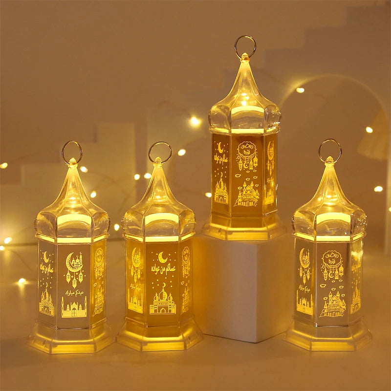 Muslim Ramadan Lantern Decor 2025 Eid Mubarak Eid Al Adha Lantern Home Party Led Festival Night Decoration Eid Gifts Accessories