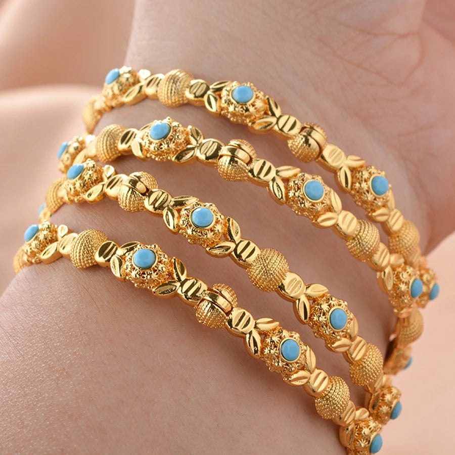 4pcs/lot Middle East gold-Plated Bangles Dubai Bracelet Fashion Jewelry For Summer Women Party Gift ﻿