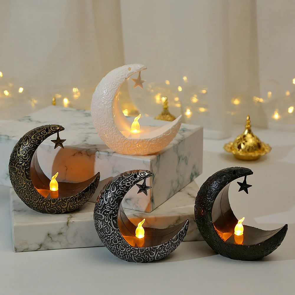 Ramadan Decoration Star Moon LED Candlestick Lamp for Ramadan Kareem Islamic Muslim Home Decor Lamp Eid Mubarak Party Gifts 2025