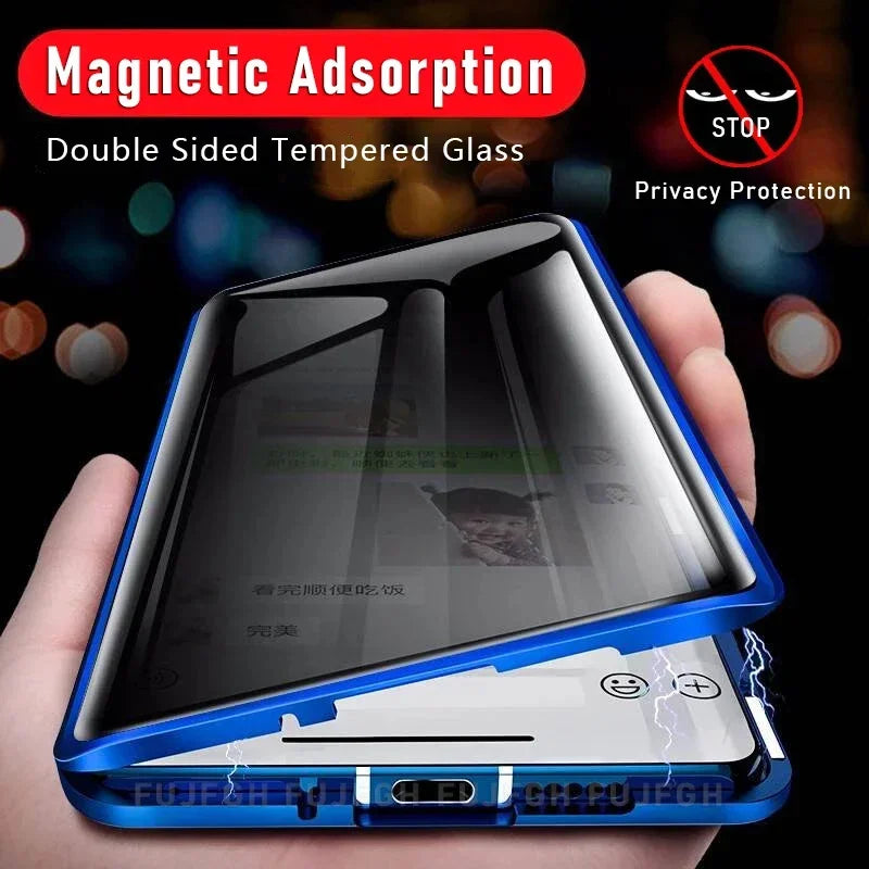 360 ° Full Protection Anti-peeping Magnetic Double Glass Phone Case For Samsung S24 S23 S22 S21 Ultra Plus Privacy Screen Case