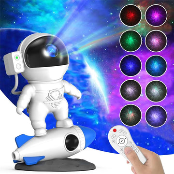 Astronaut Galaxy Starry Sky Projector Night Light Remote Control Rocket Nebula Projection Lamps For Bedroom Christmas Kids Gift