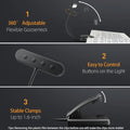 14Leds Book Light USB Rechargeable Reading Light Warm Cool White Daylight Portable Flexible Easy Clip Night Reading Lamp - Aurex