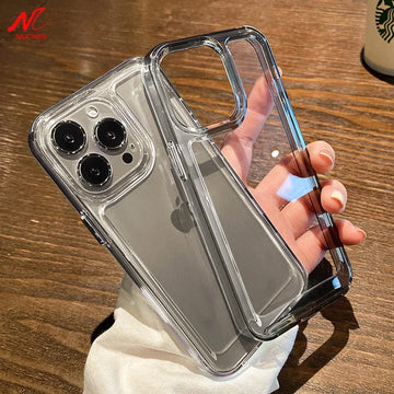 New Transparent Acrylic Clear Case for iPhone 16 Pro Max 16 Plus 11 12 13 14 15 16 Pro Max Plus Xs Max X Xr Metal Button Cover