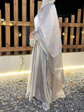 Cross-Border Women's Modest Abaya – Solid Color Organza Suit with Simple Shawl & Outer Skirt - Aurex