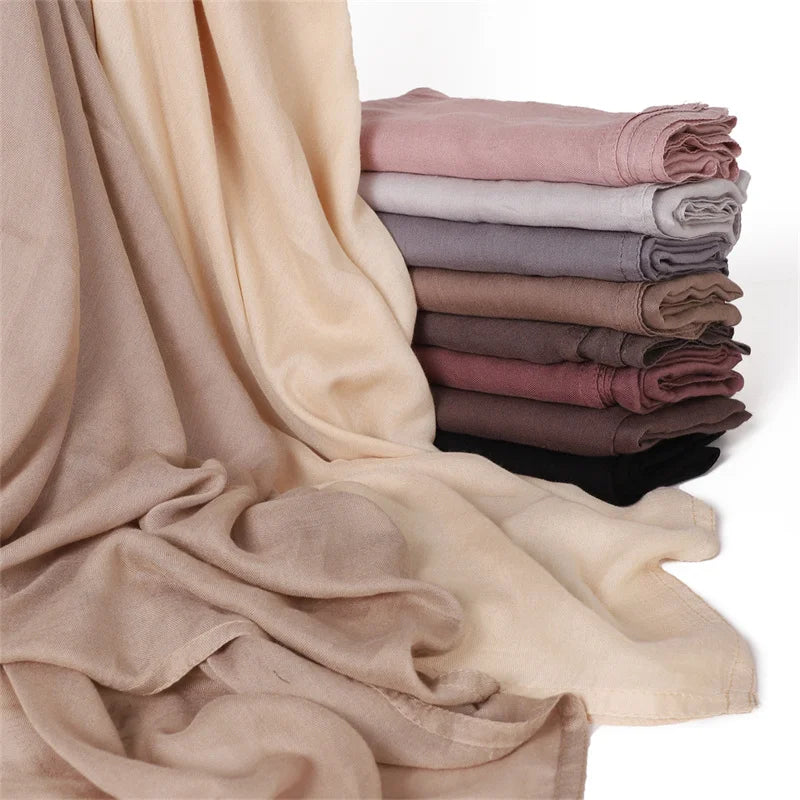 Ramadan Solid Color Big Size Cotton Rayon Hijab Scarf Women Muslim Headscarf Wraps Shawls Femme Musulman Headband Islamic Turban