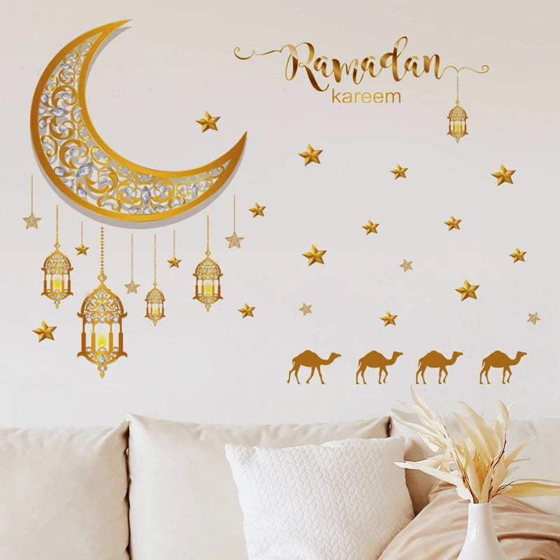 Eid Window Stickers Ramadan Decoration 2024 Eid Mubarak Decor for Home Ramadan Kareem Islam Muslim Party Supplies Eid Al-fitr