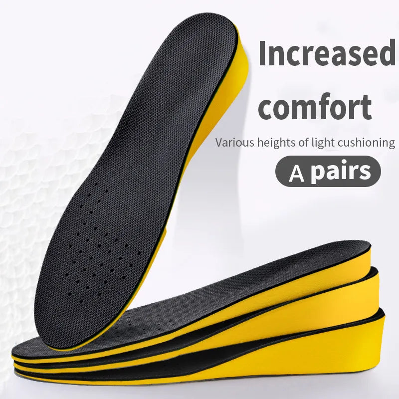 Invisiable Height Increase Insoles for Women Men Heel Lift Yellow Shoes Sole Pad Breathable Shock Absorption Feet Care Cushion