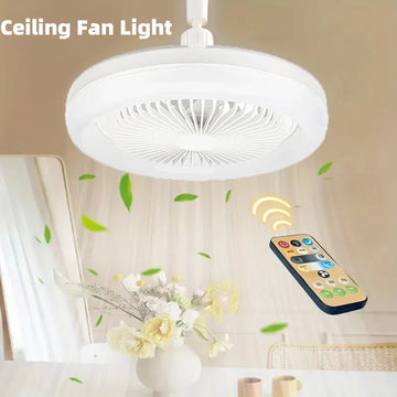 ﻿ Smart 2 In 1 Ceiling Fan With Remote Control Lighting E27 Conversion Base  Lighting Base Suitable for Bedroom and Living