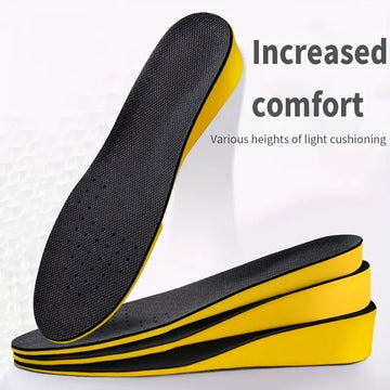 1pair 1.5-3.5cm (0.59-1.38in) Invisible Height Increase Insoles, Light Soft Elastic Breathable Shock Absorption Insoles