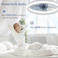 LED ceiling fan light DC motor with light power 55W bedroom decoration ventilation fan ligh90V~265V invisible blade mute - Aurex