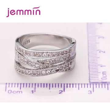 New Elegant Genuine 925 Sterling Silver Rings For Women Party Bridal Jewelry Wedding Engagement Ring Size 5 to13