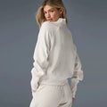 2025 New Yoga Long Sleeved Waffle  Women Sets Knitted Tracksuit Turtleneck Sweater and Straight Jogging Pants Suits - Aurex