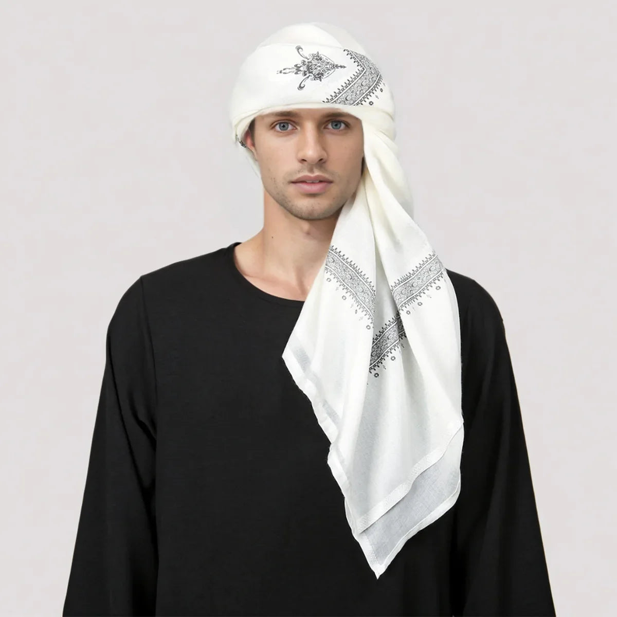 Arabian Male Square 140cm Headscarf Shawl Headwear Kopftuch Herren Muslim Dubai Turban Cap Desert Head Scarf for Men