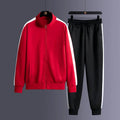 2024 Autumn Korean Tracksuit Men Zip Pocket Running Sets Striped Sporting Suit Jacket+ Sweatpants Jogging Fitness Clothing - Aurex