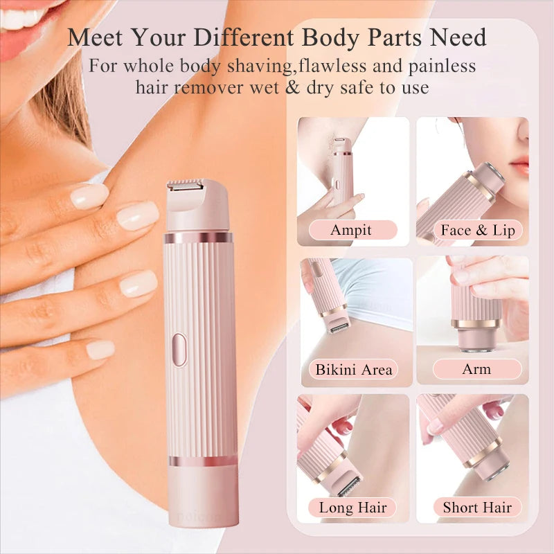 Electric Shaver for Women Bikini Trimmer Facial Mustache Hair Removal Razor Ladies Face Underarm Legs Electric Painless Epilator