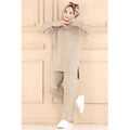 Elegant Casual Autumn Winter Knitted 2 Piece Set Womens Outfits Matching Muslim Set Wide Leg Pants Suit Tracksuit Ramadan Arabic - Aurex