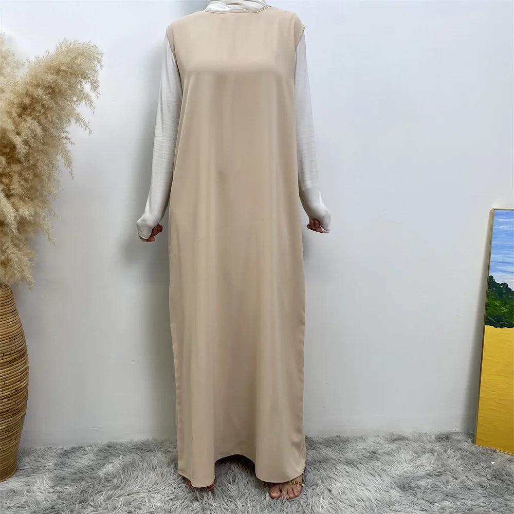 New fashion Muslim women sleeveless dress plus Muslim cardigan two-piece Arab Turkey Dubai dress elegant temperament clothing - Aurex