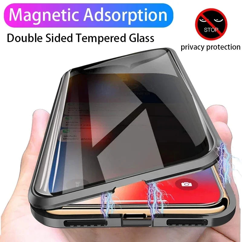 Cover For Samsung Galaxy S25 S24Ultra S23 A15 A53 A54 A52 S22 Note20Ultra S9 S8 360 Degree Privacy Protection Magnetic Case