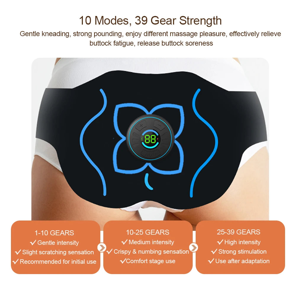 39 Gears Strength EMS Hip Muscle Stimulator Electric Hip Trainer Buttock Muscle Lifting Massage Machine Peach Buttocks Shaping