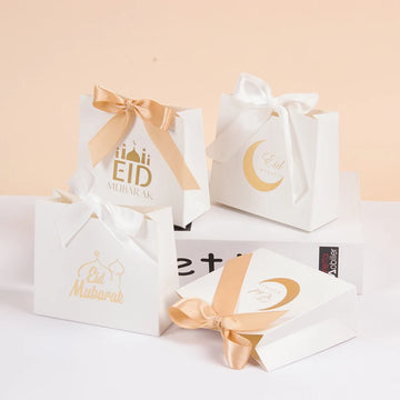 5pcs Eid Mubarak Chocolate Candy Boxes Ramadan Kareem Favor Gift Box Islamic Muslim Festival Decor Gift Packaging Box Supplies