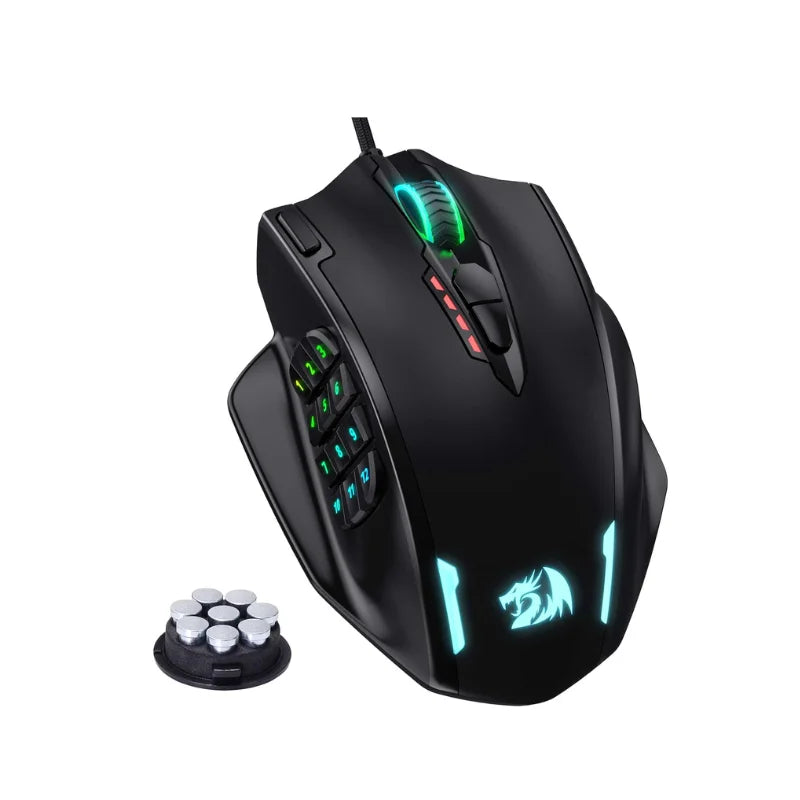 Redragon M908 RGB Gaming Mouse – 18 Programmable Buttons, 12400 DPI, Wired USB