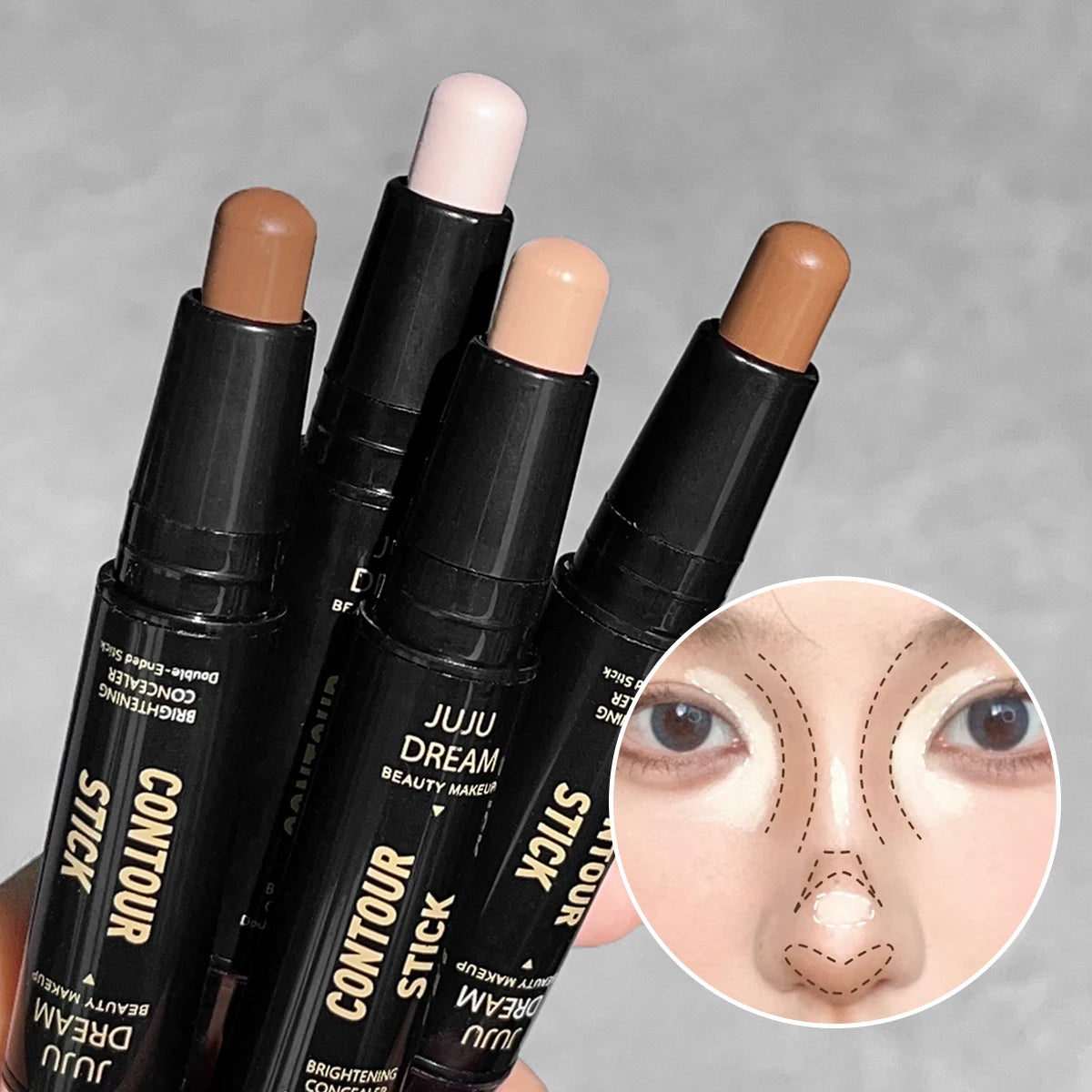 Double-ended dual-purpose high-light trimming stick, three-dimensional contour, nose shadow, facial shape, brighten and trimming