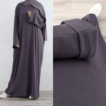 Autumn Rib Knit Abaya Winter Muslim Women Clothing Casual Hijab Robe Islam Dubai Turkey Modest Outfit Ramadan Eid Kaftan Hijabi