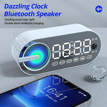 Quiet Wireless Bluetooth Speaker Alarm Clock RGB TWS USB LED Mirror Digital Clock FM Large Display Living Room Office Decoration